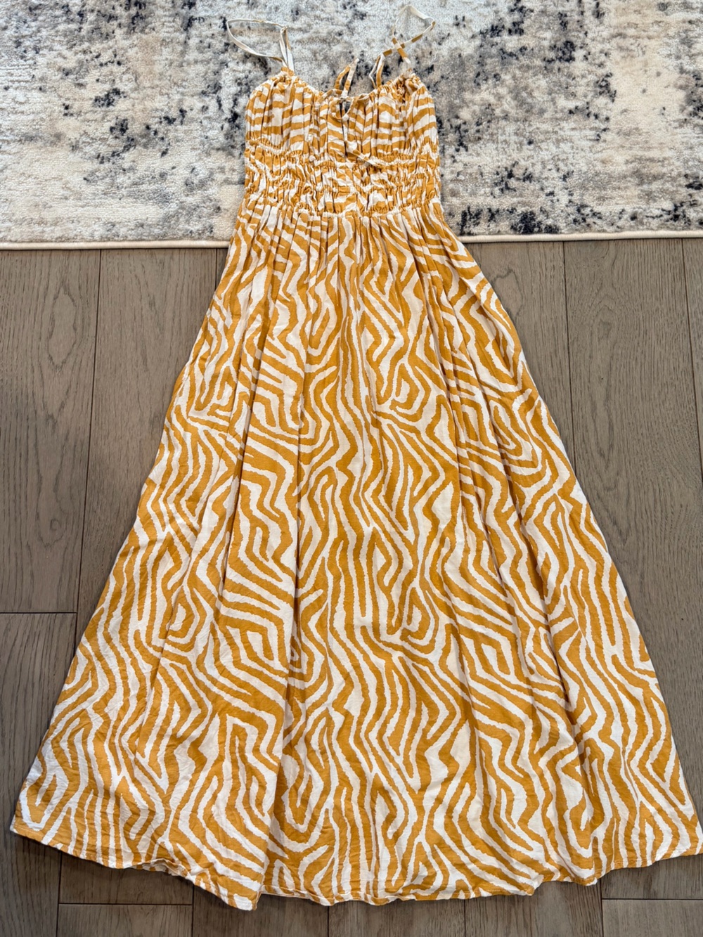 Dynamite Mustard and White Zebra-Print Maxi Skirt